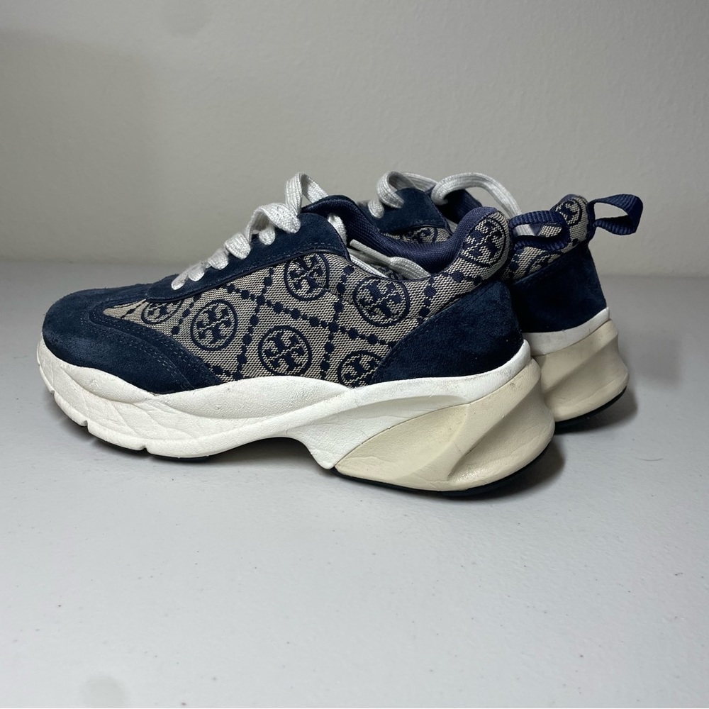 Tory Burch Women’s T MONOGRAM GOOD LUCK TRAINER Navy Size 5 1/2